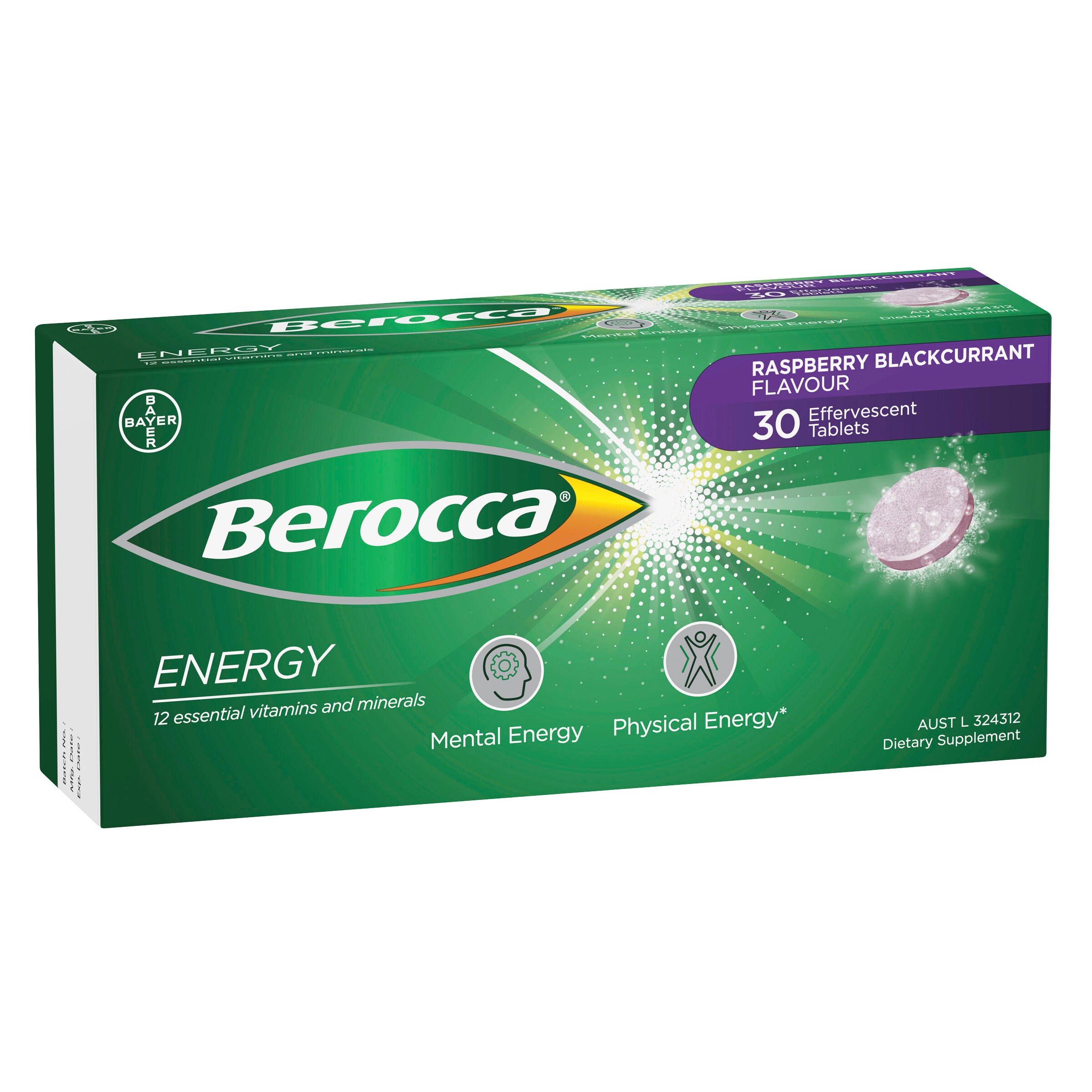 Berocca Raspberry Blackcurrant Effervescent Tablets
