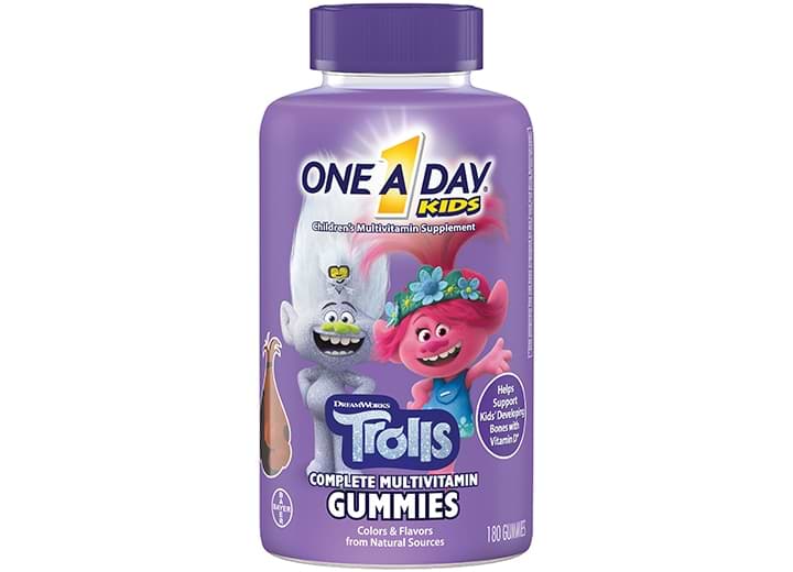 Bottle of Trolls Complete Multivitamin Gummies