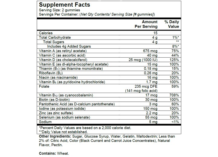 one a day® men's 50 plus advanced gummies supplement facts