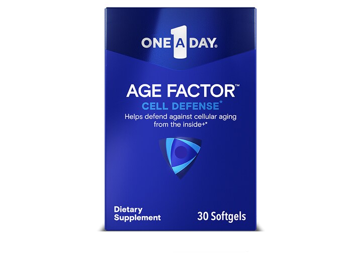 blue carton of One A Day® Age Factor™ Cell Defense dietary supplement
